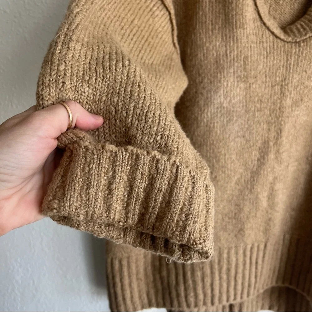 Free People Brookside Tunic Sweater Camel Tan Knit Oversized Sweater